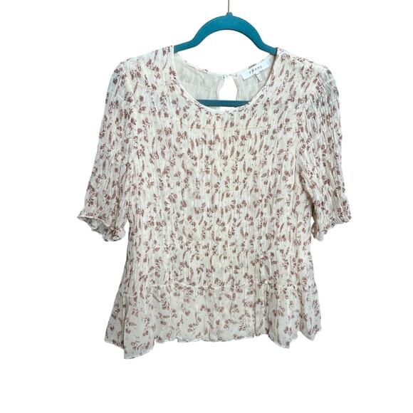 FRAME Floral Short-Sleeve Blouse Top M Cottage Coquette Y2K Peasant Whimsy - Picture 1 of 16